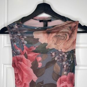 Maxi floral mesh overlay dress with inner slip Size Small/Petite